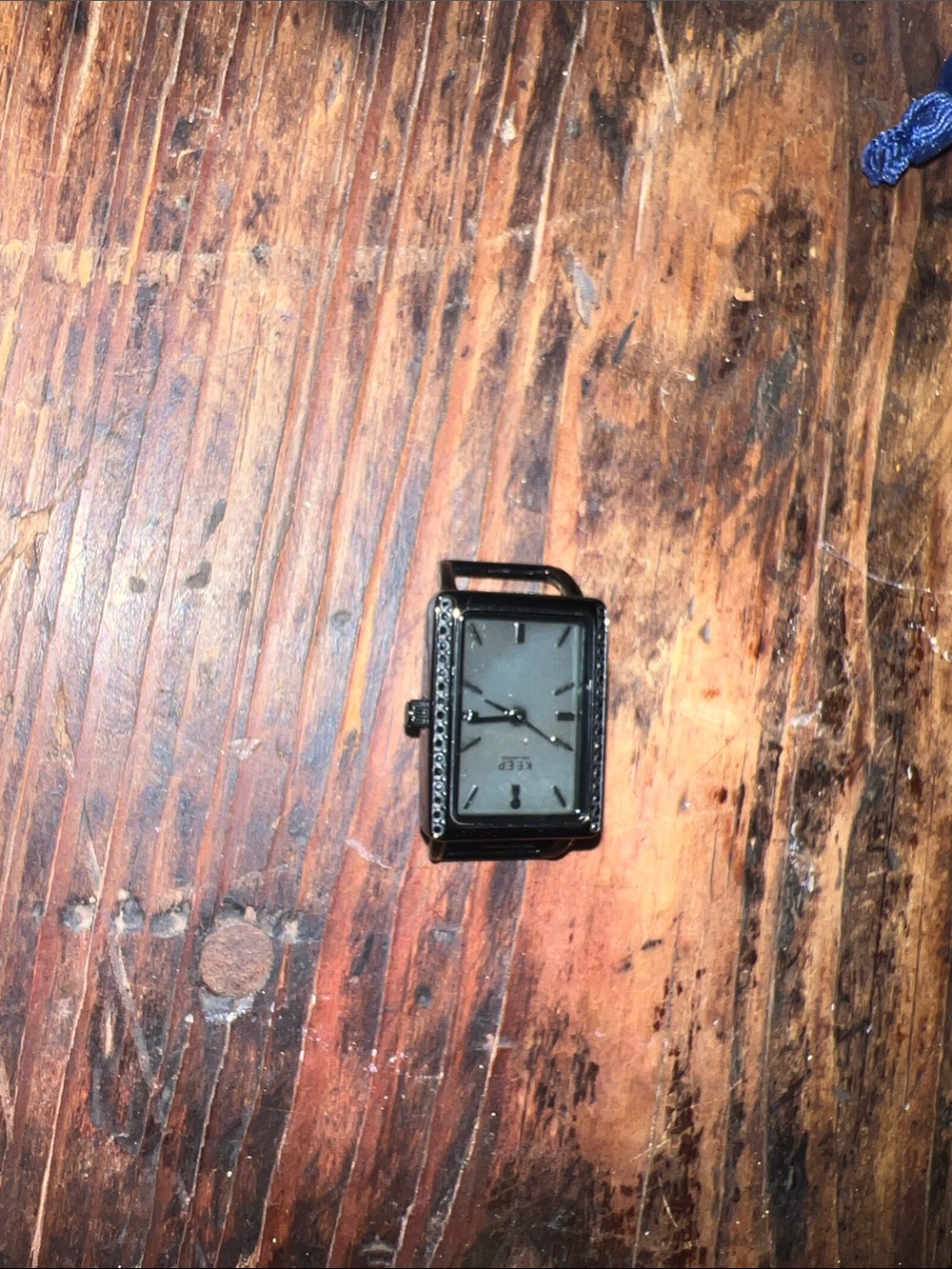 KEEP Collective Black Rectangular Watch Head with Subtle Crystal Accents